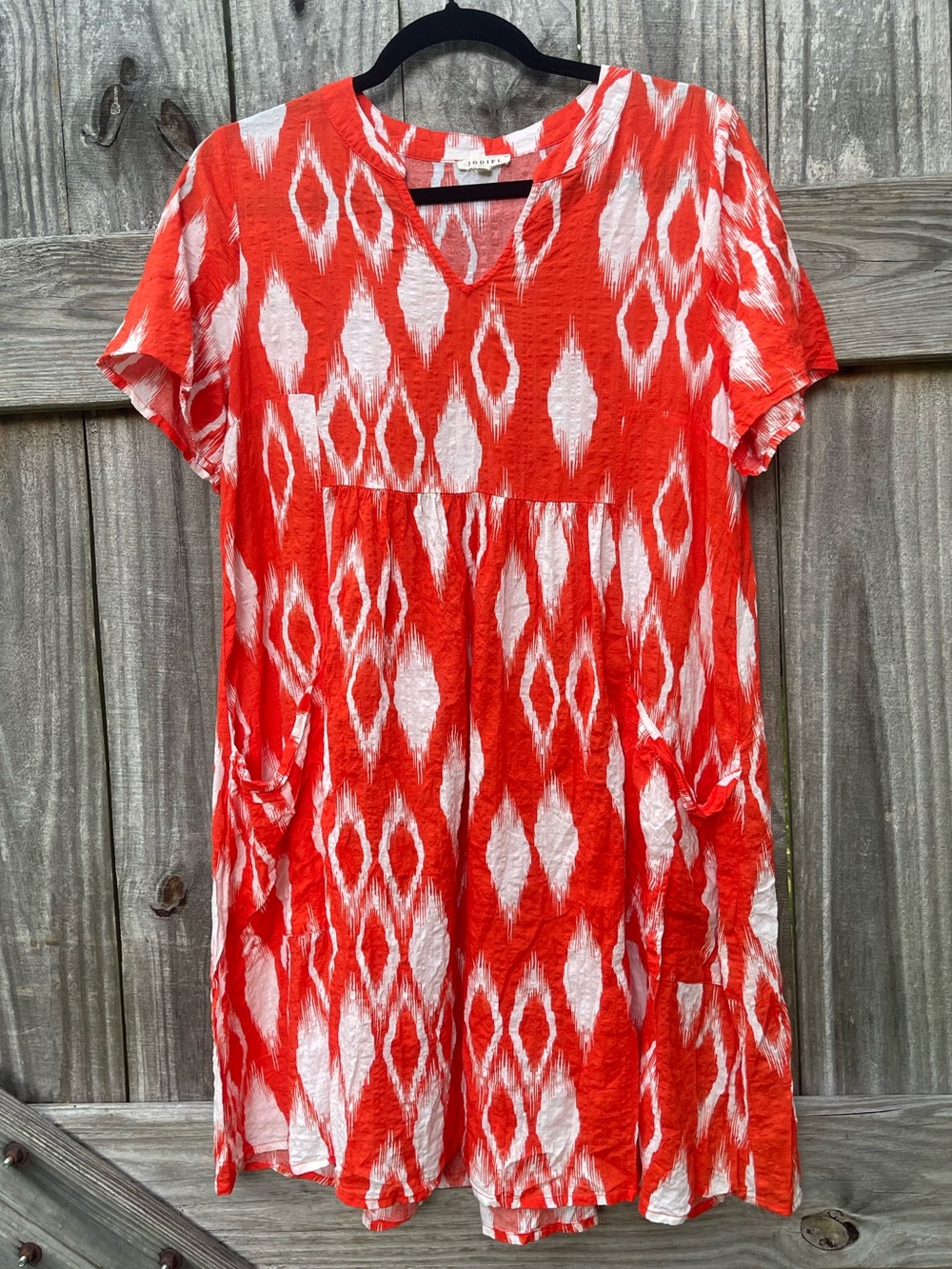 JODIFL Orange and White Ikat Tunic Dress Size M